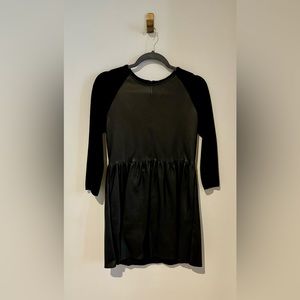 Zara Vegan Leather and Knit sleeve dress